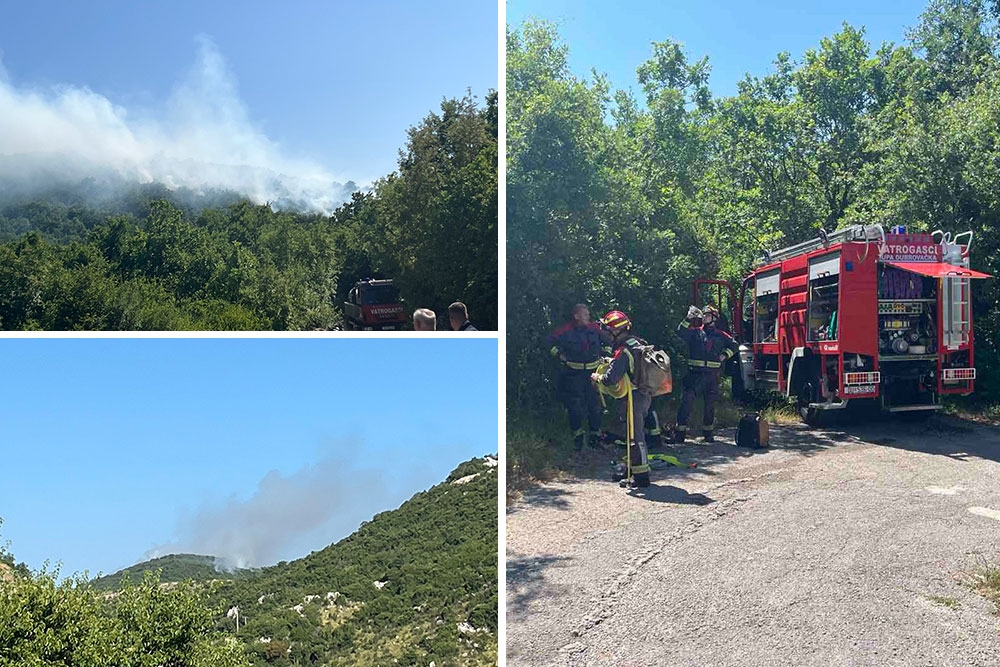 Požar na području Gornje Glavske u blizini državne granice iznad Plata, župski DVD na terenu (FOTO)