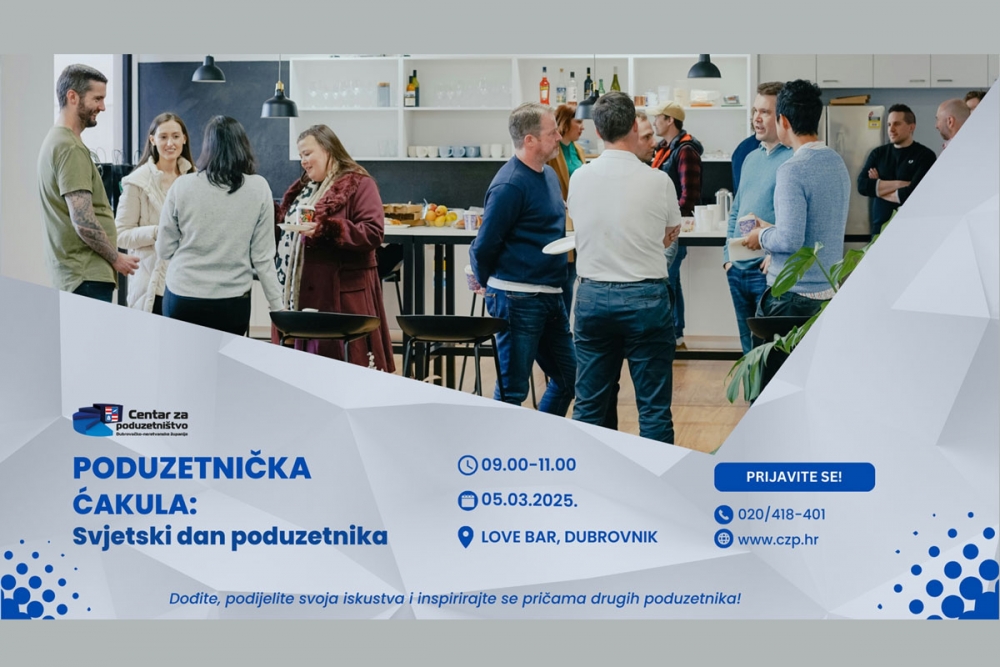 Centar za poduzetni&scaron;tvo poziva na "Poduzetničku ćakulu: Svjetski dan poduzetnika"