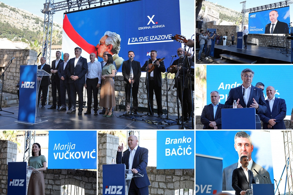 Predizborni skup na Trgu oružja; "Prije će presu&scaron;iti more ispred stare gradske luke, nego HDZ izgubiti Dalmaciju" (FOTO)