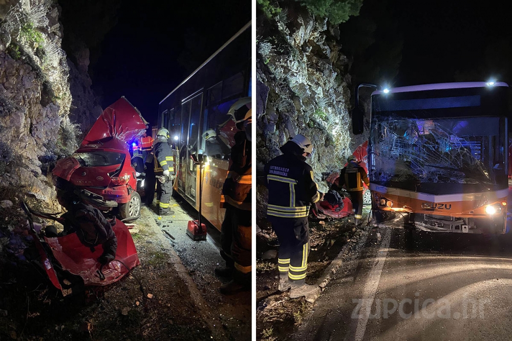 Te&scaron;ka prometna nesreća u usjeku ispod Vidikovca prema Dupcu, ozlijeđena jedna osoba (FOTO)